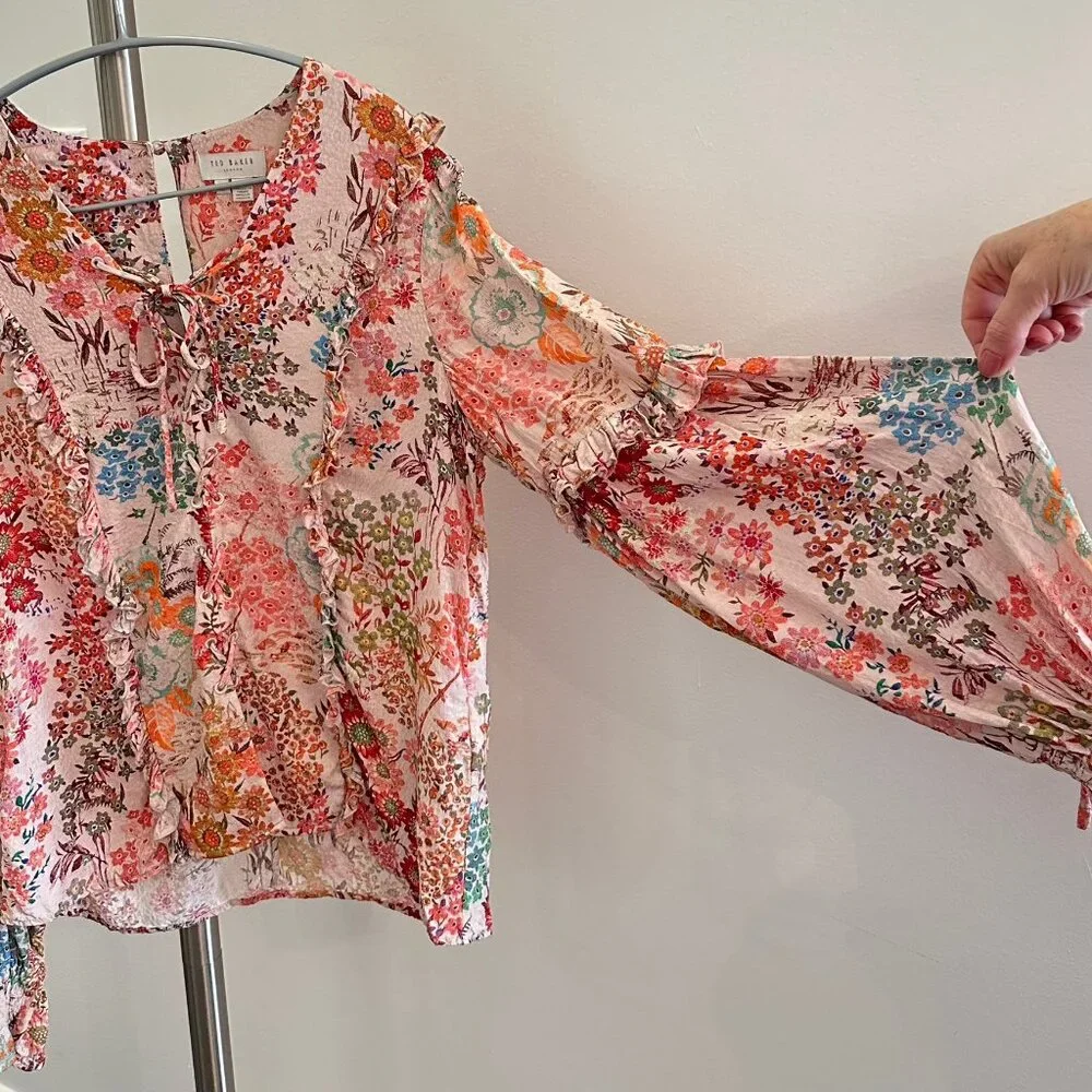 Ted Baker floral boho chic blouse, Ted Baker size 2 - Picture 2 of 9